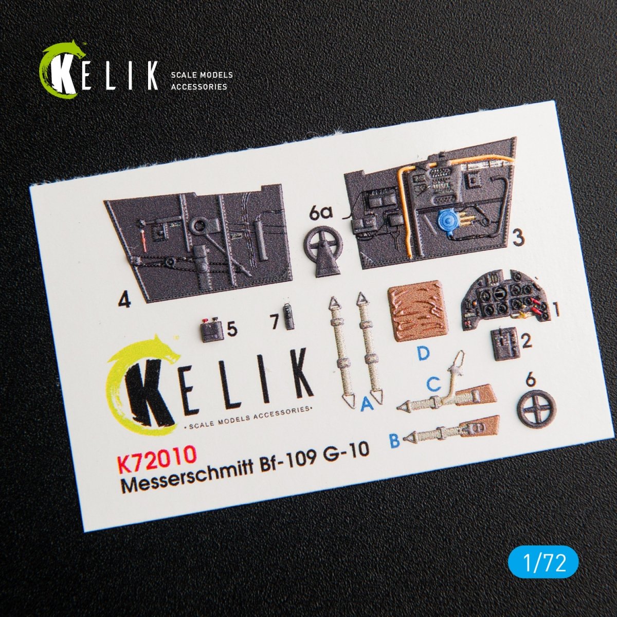 KELIK K72010 BF109-10G INTERIOR 3D DECALS FOR FINE MOLDS KIT 1/72 – immagine 2