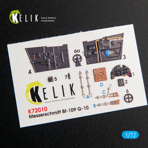 KELIK K72010 BF109-10G INTERIOR 3D DECALS FOR FINE MOLDS KIT 1/72 – immagine 2