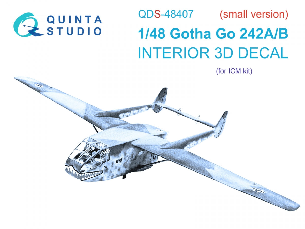 Quinta Studio QDS-48407 Go 242A-B 3D-Printed colored Interior on decal paper (ICM) (Small version) 1/48