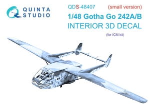 Quinta Studio QDS-48407 Go 242A-B 3D-Printed colored Interior on decal paper (ICM) (Small version) 1/48