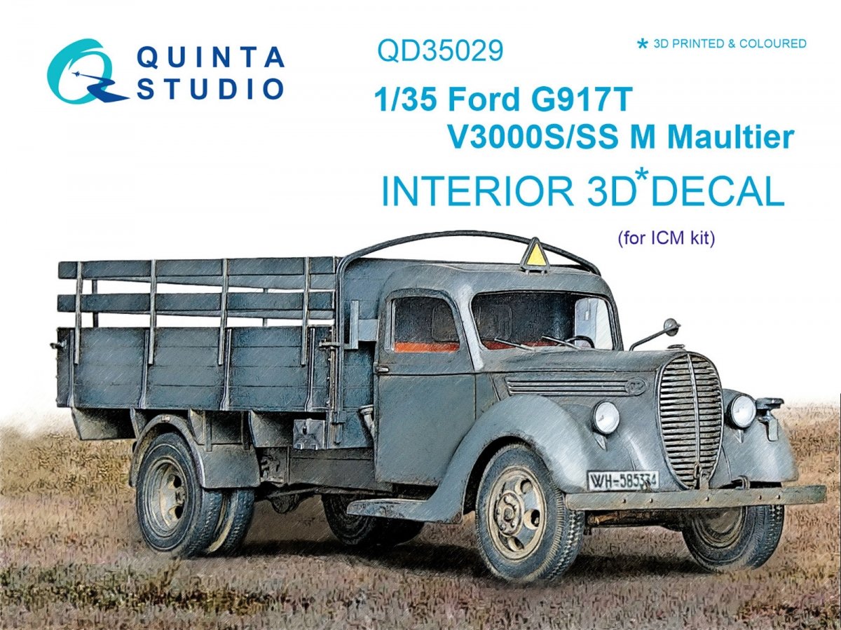 Quinta Studio QD35029 Ford G917T / v3000s 3D-Printed &amp; colored Interior on decal paper (for ICM kit) 1/35