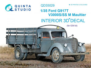 Quinta Studio QD35029 Ford G917T / v3000s 3D-Printed &amp;amp; colored Interior on decal paper (for ICM kit) 1/35