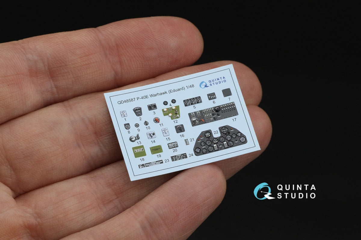Quinta Studio QD48587 P-40E Warhawk 3D-Printed &amp;amp; colored Interior on decal paper (Eduard) 1/48 – image 3