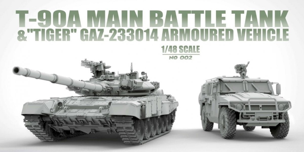 Suyata NO-002 T-90A Main Battle Tank &amp;amp; &amp;quot;Tiger&amp;quot; Gaz-233014 Armored Vehicle 1/48 – image 2