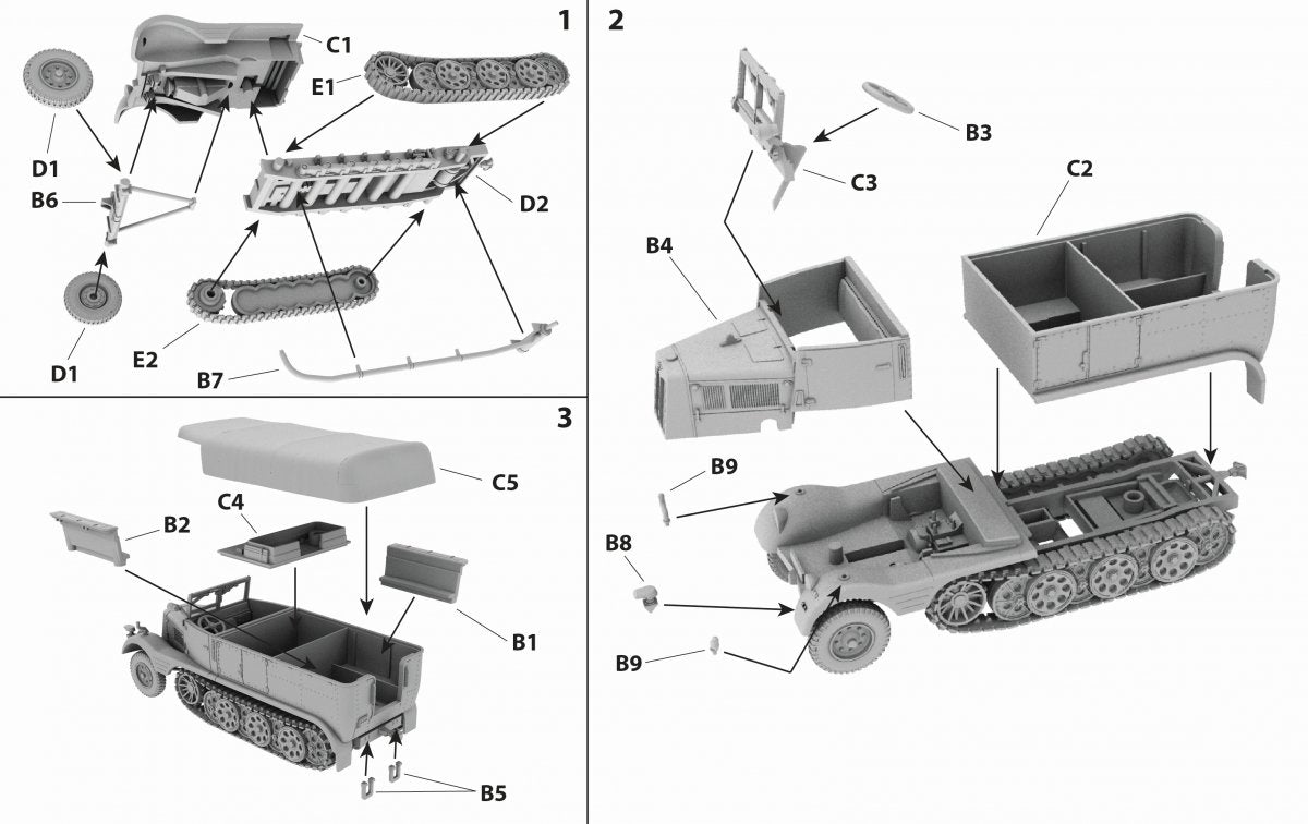First to Fight PL041 Sd. Kfz. II German Half-Track Tractor (1/72) – obrázek 4