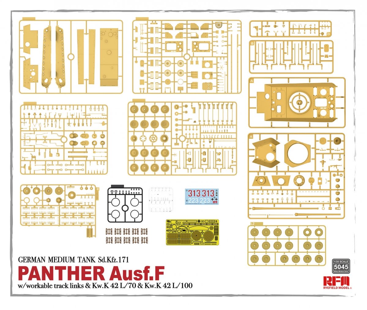 Rye Field Model 5045 German Medium Tank Sd.Kfz.171 Panther Ausf. F w/ workable track 1/35 – Bild 4