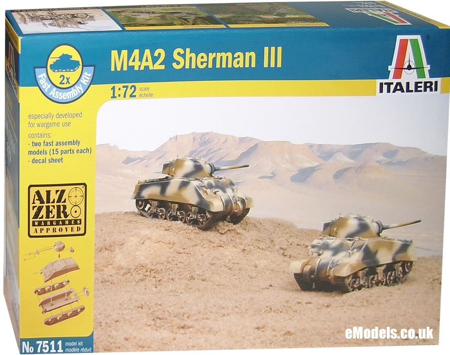 Italeri 7511 American medium tank M4A2 Sherman III 1/72