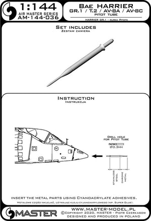 Master AM-144-036 Harrier GR.1 / T.2 / AV-8A / AV-8C - Pitot tube 1/144 – obrázek 3