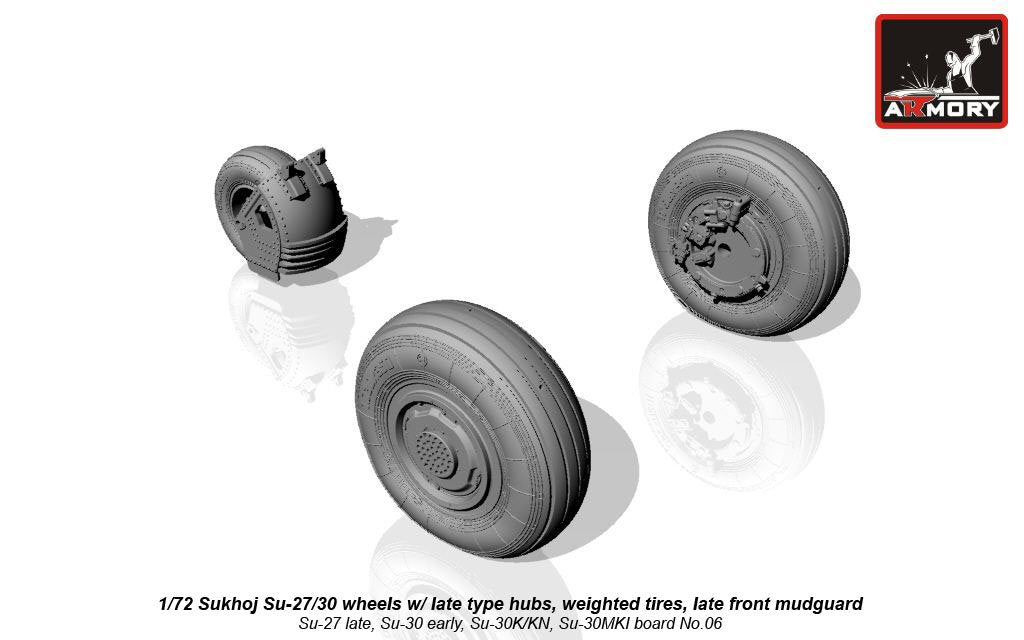 Armory Models AW72033 Sukhoj Su-27/30 Flanker wheels w/ late type hubs, weighted tires, late front mudguard 1/72 – image 2