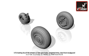 Armory Models AW72033 Sukhoj Su-27/30 Flanker wheels w/ late type hubs, weighted tires, late front mudguard 1/72 – image 2
