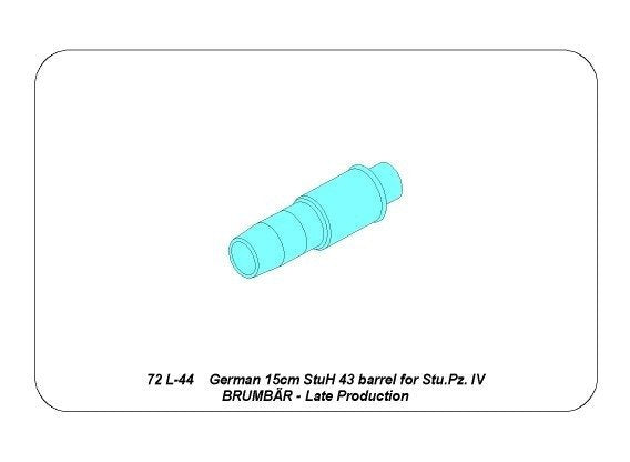 Aber 72L-44 German 15cm StuH 43 Barrel for Stu.Pz. IV BRUMBAR – middle/late version 1/72 – Bild 5