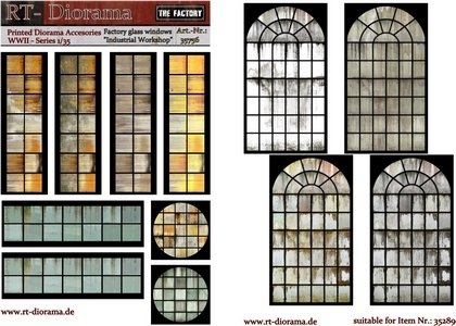 RT-Diorama 35756 Printed Accessories: Factory glass windows &amp;quot;Industrial workshop&amp;quot; 1/35