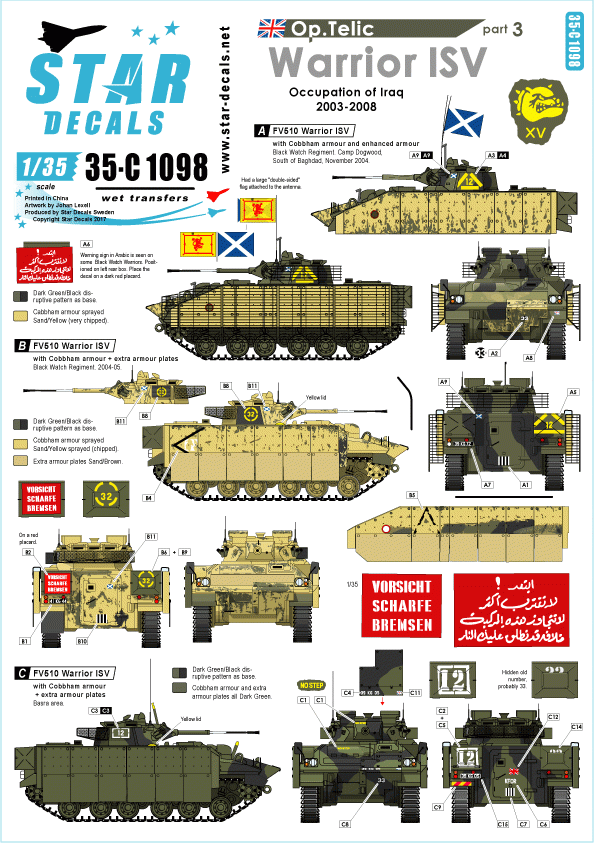 Star Decals 35-C1098 Pack. Telic 3 1/35