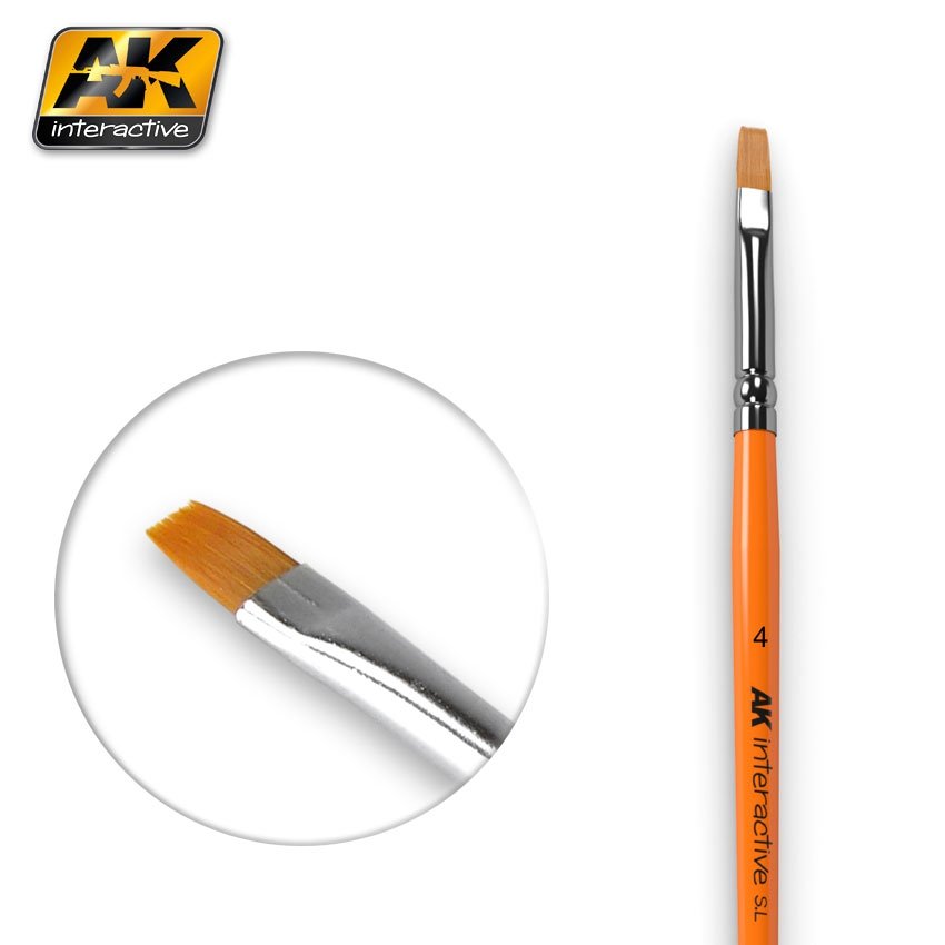 AK Interactive AK610 FLAT BRUSHES 4 SYNTHETIC
