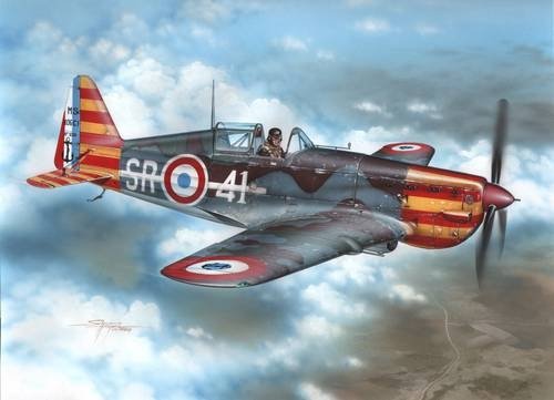 Azur A114 Morane Saulnier MS 406C.1 Red &amp;amp; Yellow Stripes (1/72)
