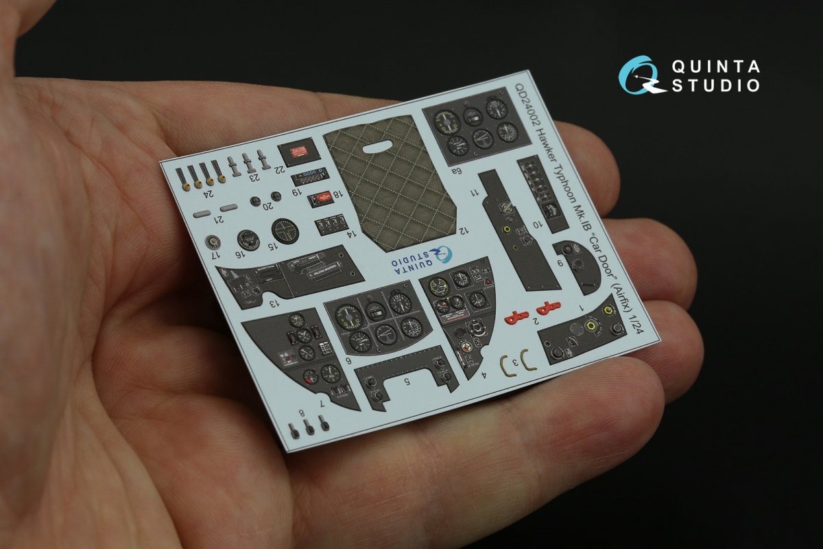 Quinta Studio QD24002 Hawker Typhoon (Car Door) 3D-Printed &amp;amp; colored Interior on decal paper (Airfix) 1/24 – Bild 10