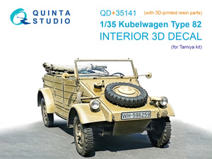 Quinta Studio QD+35141 Kubelwagen Type 82 3D-Printed &amp;amp; colored Interior on decal paper (Tamiya) (with 3D-printed resin parts) 1/35