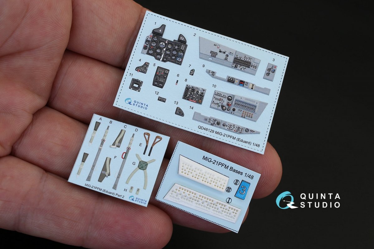 Quinta Studio QD48129 MiG-21PFM (gray color panels) 3D-Printed &amp;amp; colored Interior on decal paper (for Eduard kit) 1/48 – Bild 2