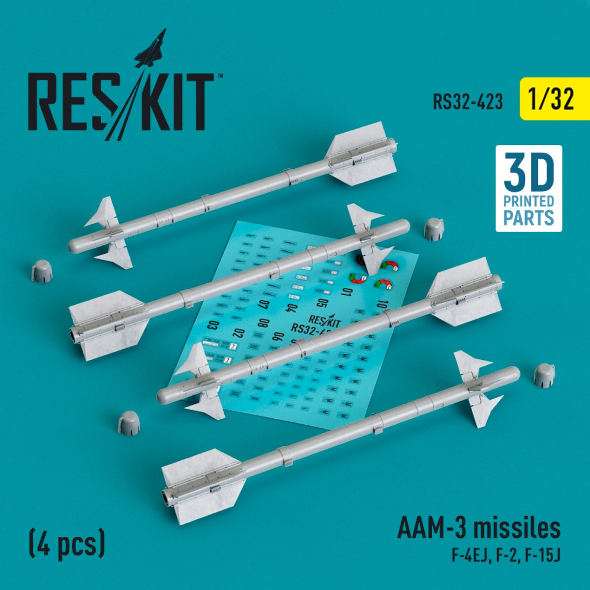 Missiles RESKIT RS32-0423 AAM-3 (4 pièces) (Impression 3D) 1/32