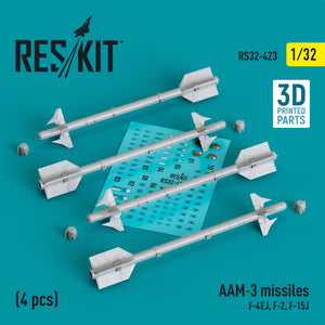 Missiles RESKIT RS32-0423 AAM-3 (4 pièces) (Impression 3D) 1/32