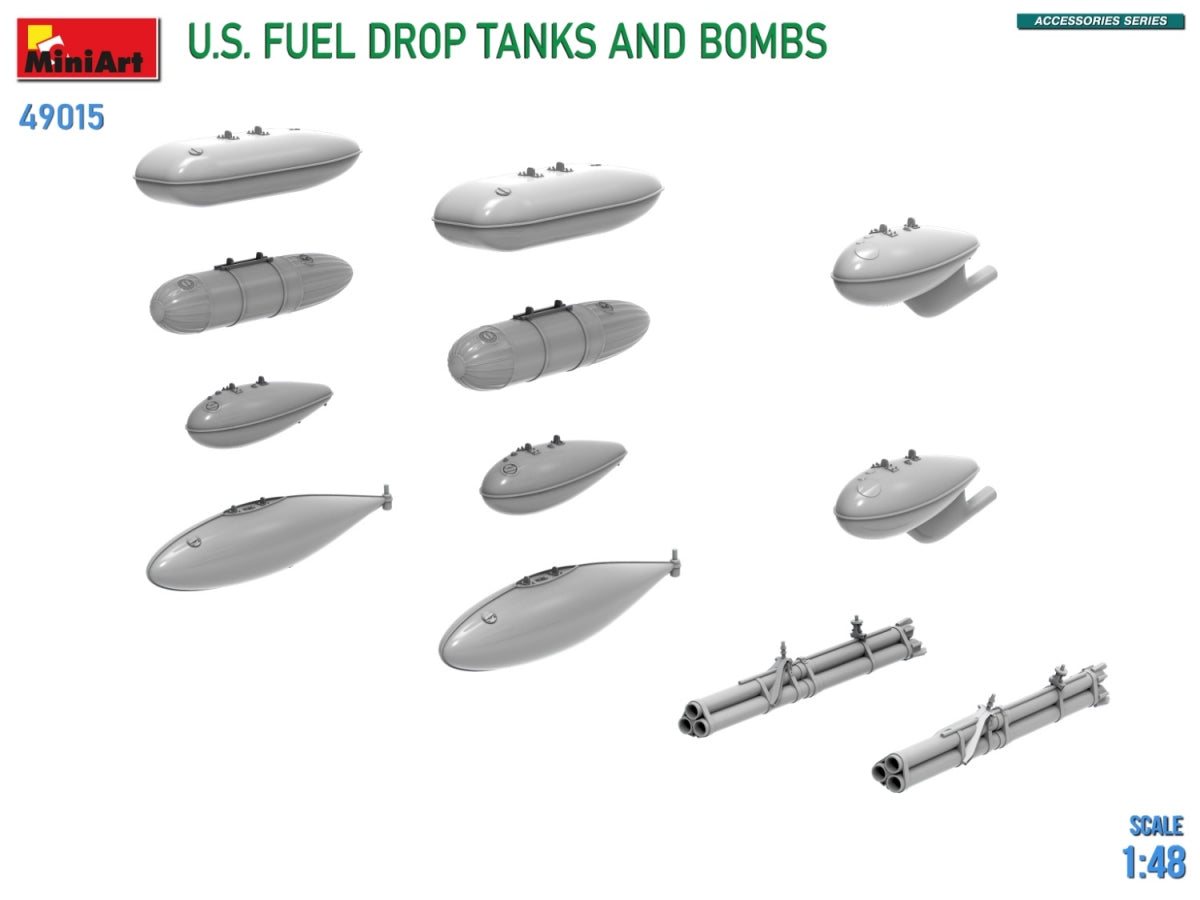 MiniArt 49015 US FUEL DROP TANKS AND BOMBS 1/48 – immagine 4