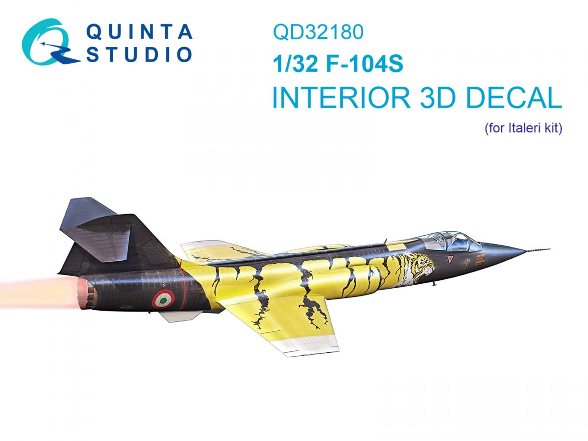 Quinta Studio QD32180 F-104S 3D-Printed colored Interior on decal paper (Italeri) 1/32