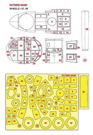 Omask 54083 Do 217 M Mask (for ICM) yellow masking tape 1/48