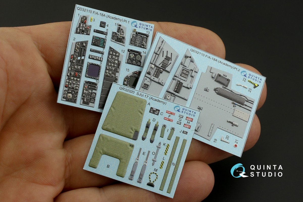 Quinta Studio QD32110 F/A-18A 3D-Printed &amp;amp; colored Interior on decal paper (Academy) 1/32 – image 2