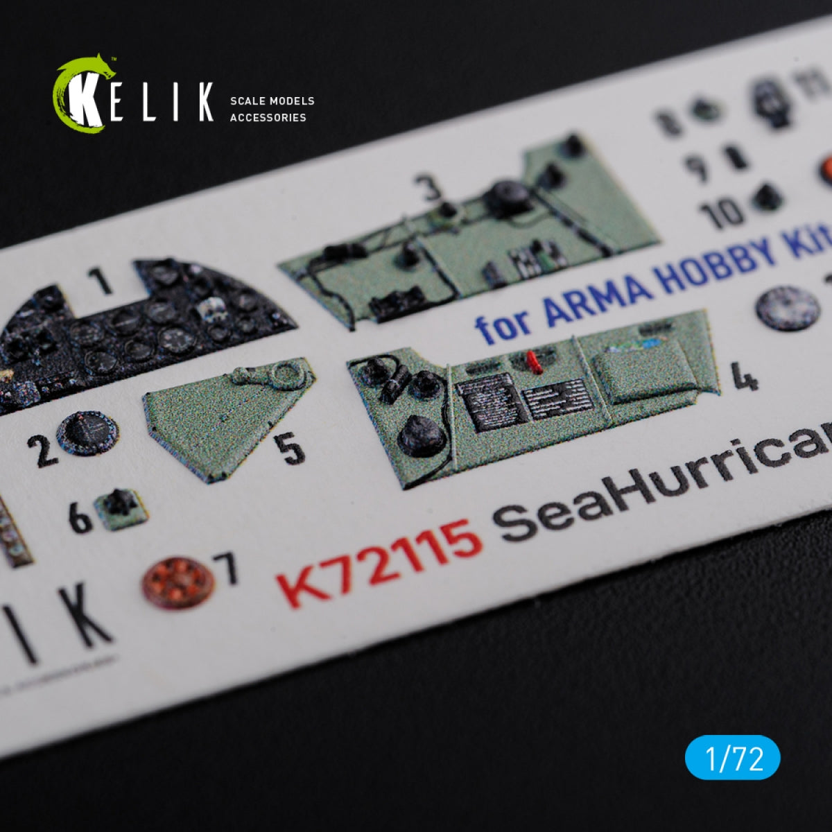 KELIK K72115 Sea Hurricane Mk I interior 3D decals for Arma Hobby kit 1/72 – Bild 2