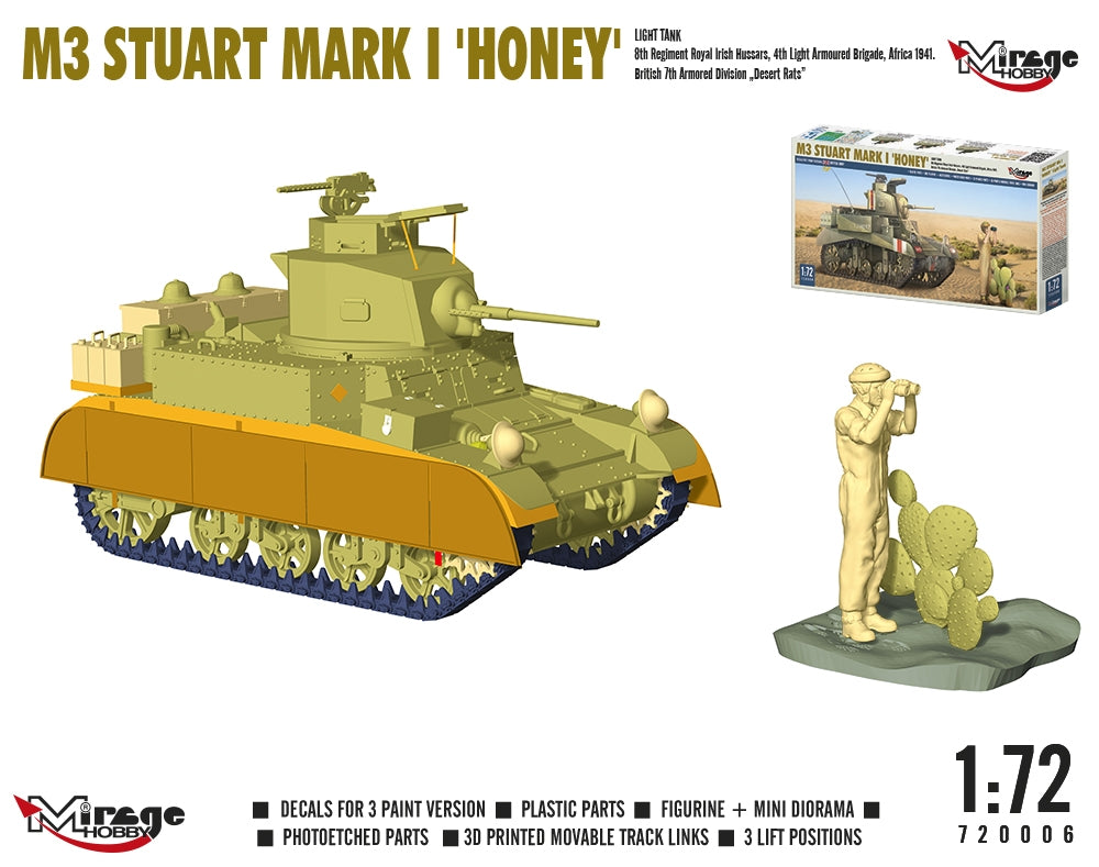 Mirage Hobby 720006 M3 Stuart Mk.I Honey Light Tank 1/72 – Bild 3