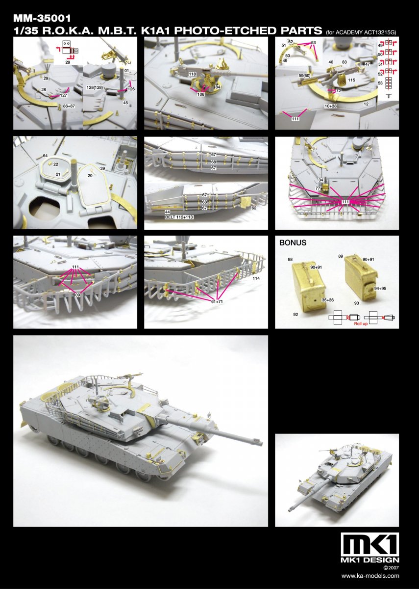 MK1 Design MM-35001 ROKA K1A1 DETAIL-UP ETCHED PARTS 1/35 – image 2