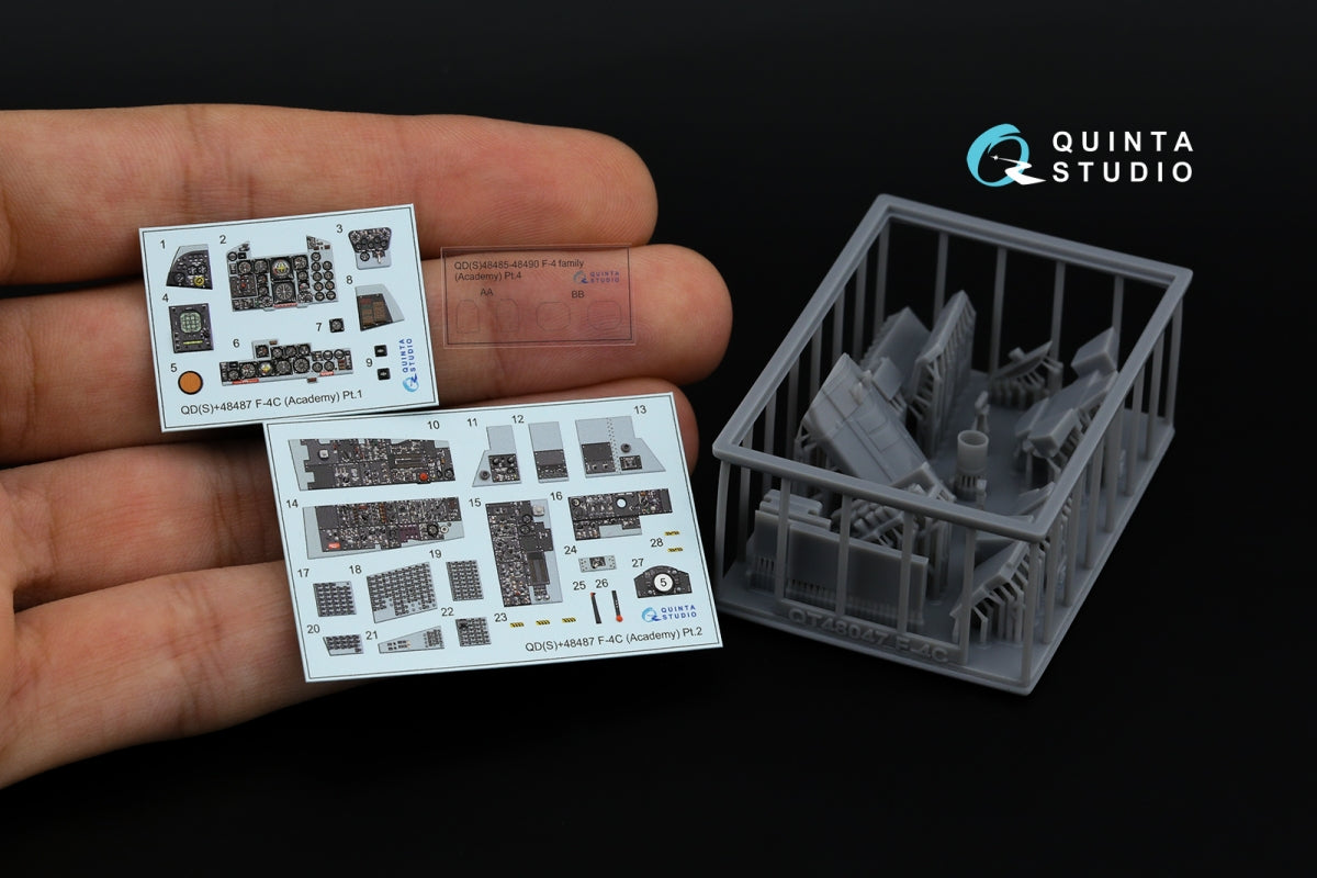 Quinta Studio QDS+48487 F-4C Phantom II 3D-Printed &amp;amp; colored Interior on decal paper (Academy) (Small version) (with 3D-printed resin parts) 1/48 – immagine 2
