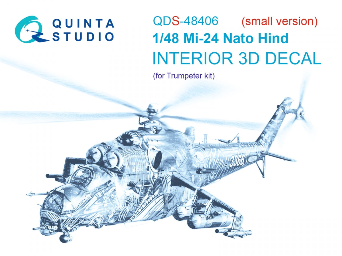 Quinta Studio QDS-48406 Mi-24 Nato Hind 3D-Printed &amp;amp; colored Interior on decal paper (Trumpeter)(Small version) 1/48