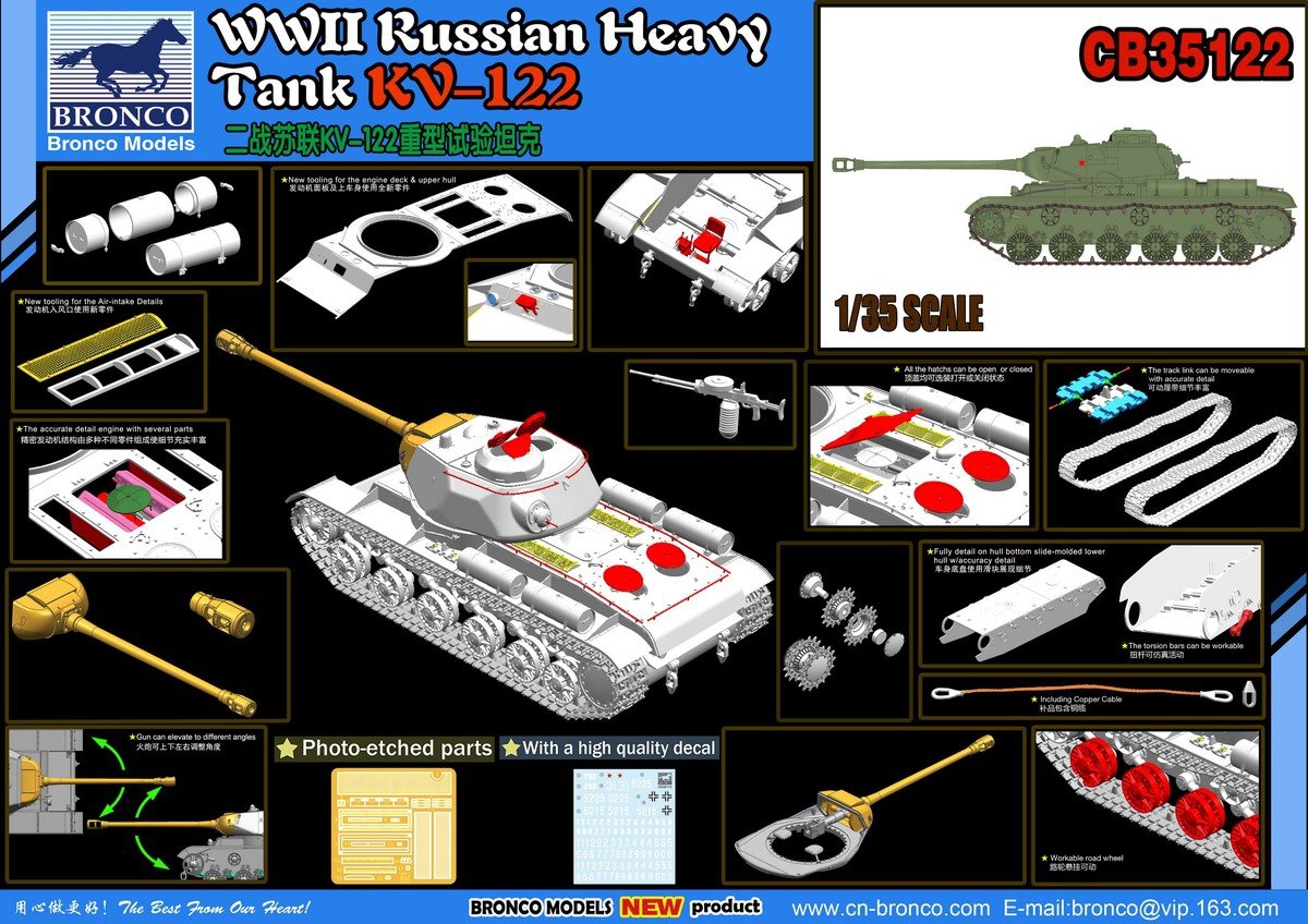 Bronco CB35122 WWII Russian Heavy Tank KV-122 1/35 – image 2