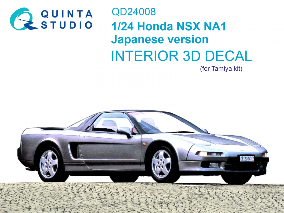 Quinta Studio QD24008 Honda NSX NA1 Japanese version 3D-Printed &amp; colored Interior on decal paper (Tamiya) 1/24