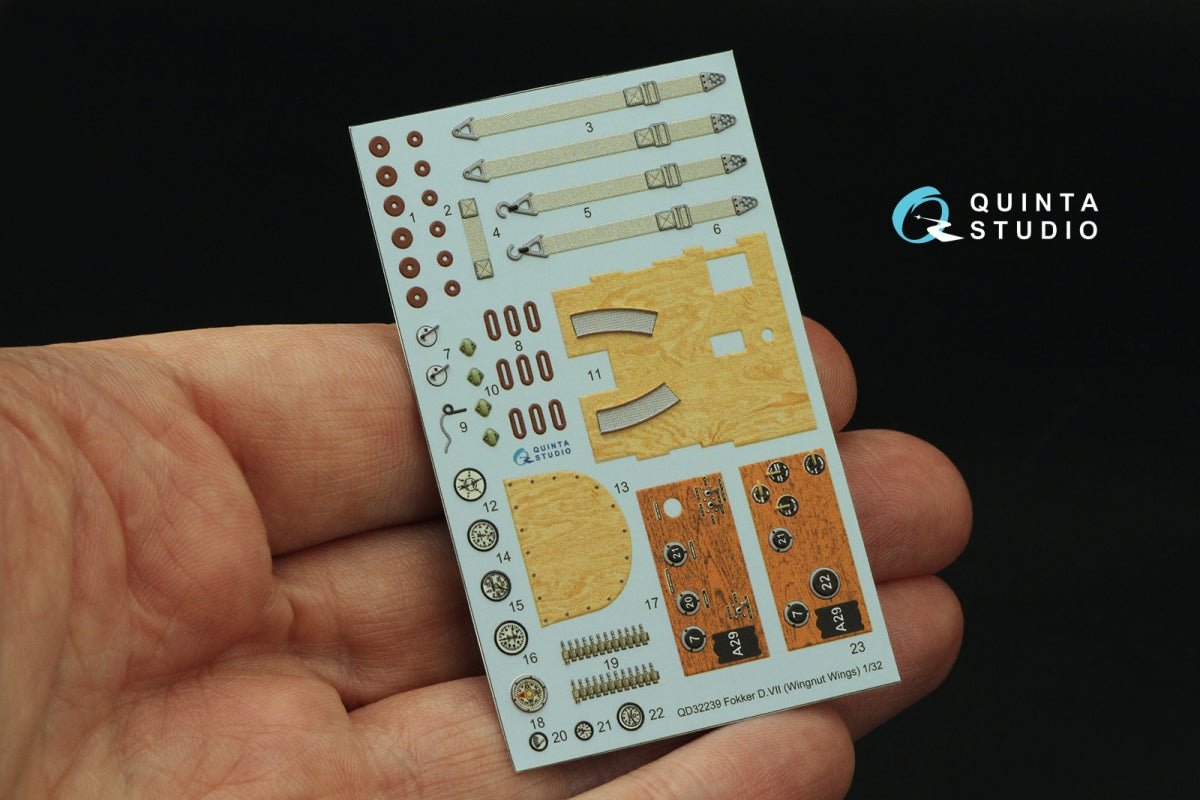 Quinta Studio QD32239 Fokker D.VII 3D-Printed &amp;amp; colored Interior on decal paper (Wingnut Wings) 1/32 – image 3