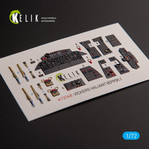 KELIK K72148 Vickers Valiant B(PR)K.1 front cockpit - interior 3D decals for Airfix kit 1/72