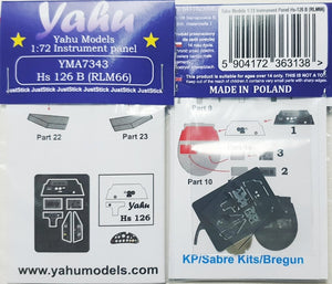 Yahu YMA7343 Hs-126 B-1 RLM66 KP / Saber Kits 1/72