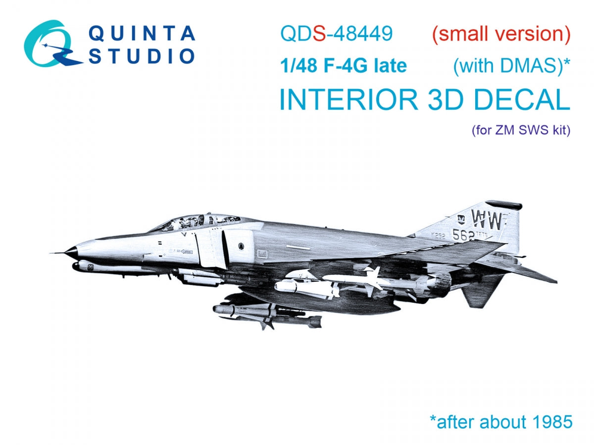 Quinta Studio QDS-48449 F-4G late 3D-Printed &amp;amp; colored Interior on decal paper (Zoukei Mura SWS) (Small version) 1/48
