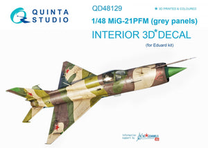 Quinta Studio QD48129 MiG-21PFM (gray color panels) 3D-Printed &amp;amp; colored Interior on decal paper (for Eduard kit) 1/48