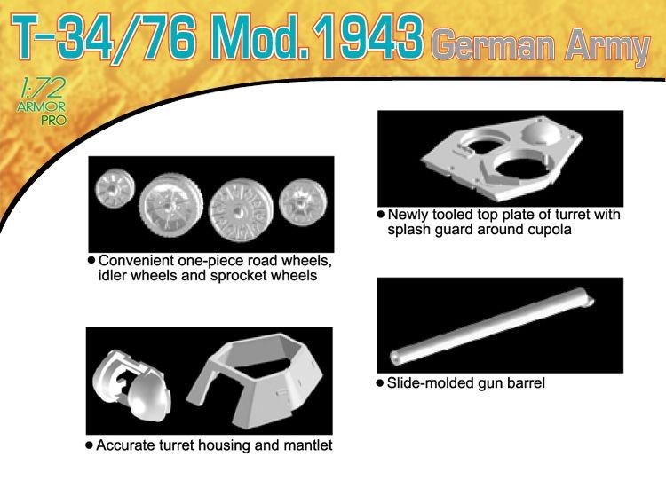 Dragon 7268 T-34/76 Mod.1943 German Army 1/72 – imagen 3