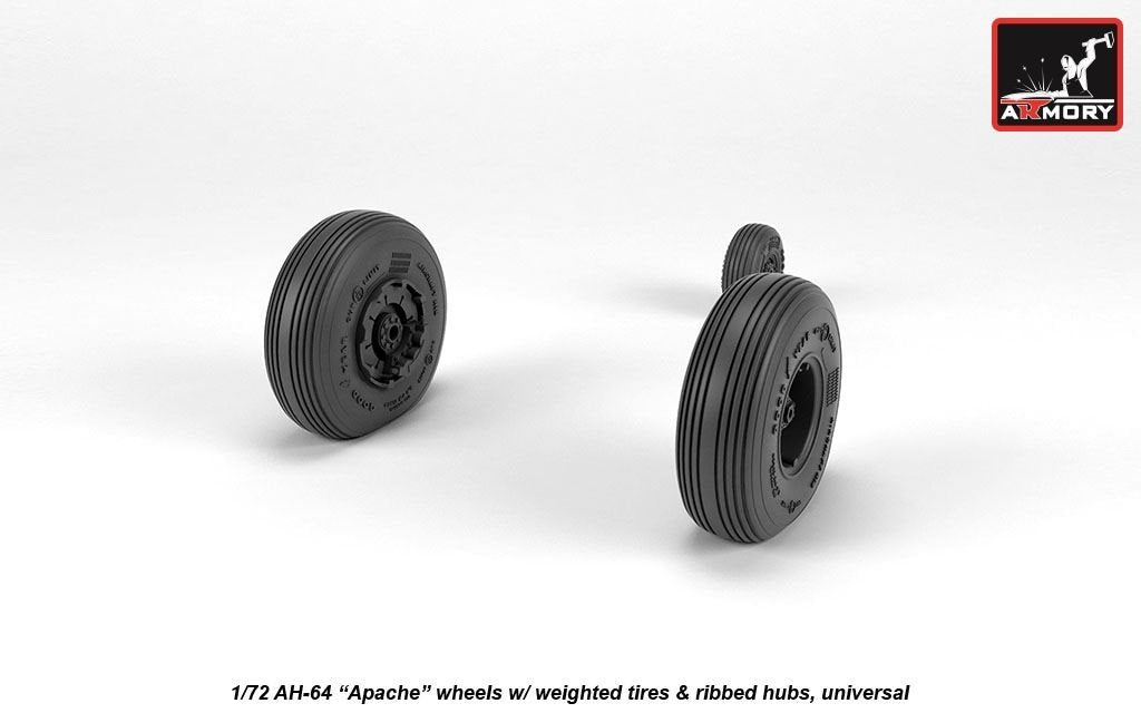 Armory Models AW72336 AH-64 Apache wheels w/ weighted tires, ribbed hubs 1/72 – image 3