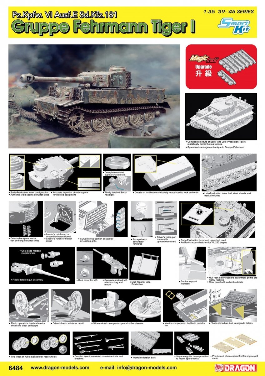 Dragon 6484 Pz.Kpfw.VI Ausf.E Sd.Kfz.181 Gruppe &amp;quot;Fehrmann&amp;quot; Tiger I 1/35