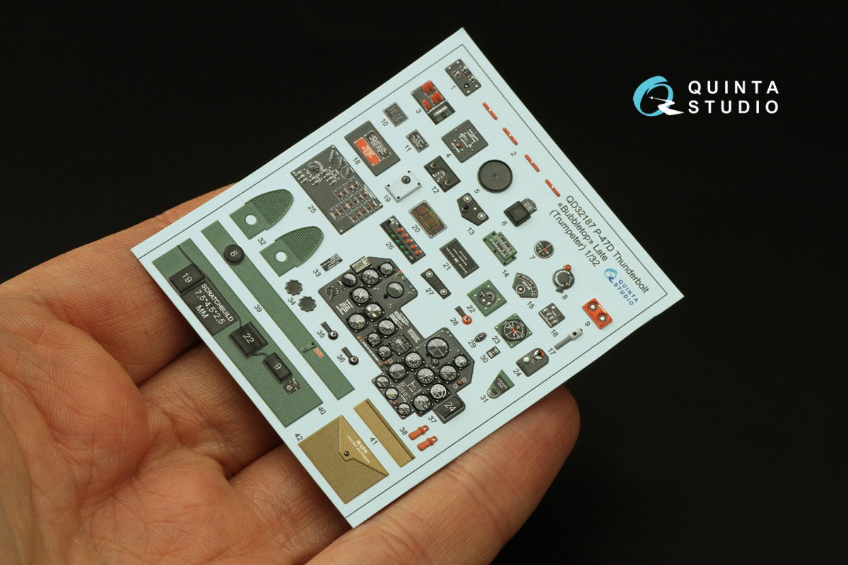 Quinta Studio QD32187 P-47D Thunderbolt Bubbletop (Late) 3D-Printed colored Interior on decal paper (Trumpeter) 1/32 – image 5