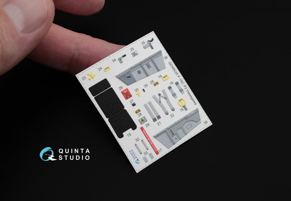 Quinta Studio QD48035 F-16С 3D-Printed &amp;amp; colored Interior on decal paper (for Hasegawa kit) 1/48 – immagine 6