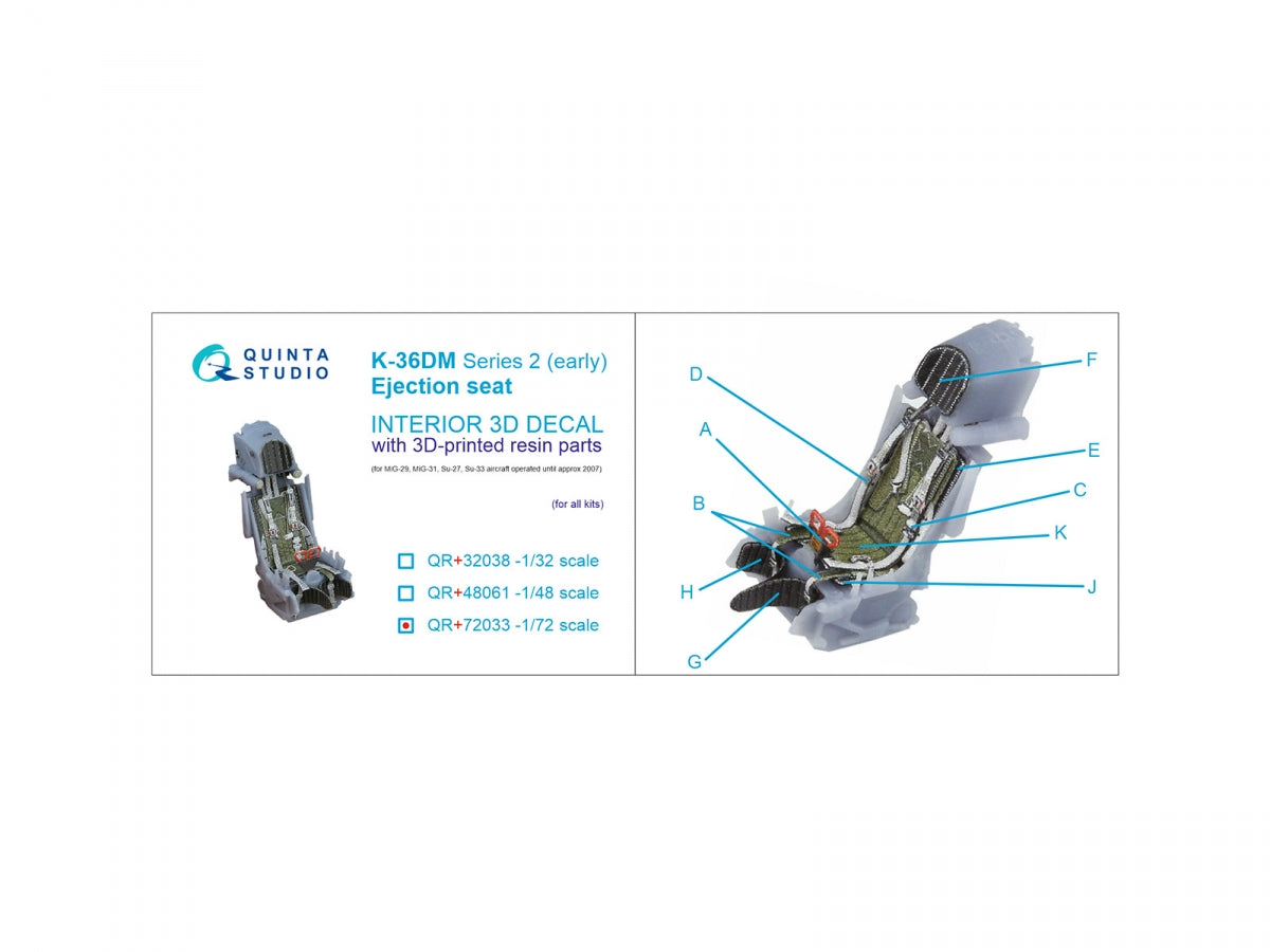 Quinta Studio QR+72033 K-36DM Series2 (early) ejection seat (for MiG-29, MiG-31, Su-27, Su-33 aircraft until 2007) (All kits) 1/72 – Bild 6