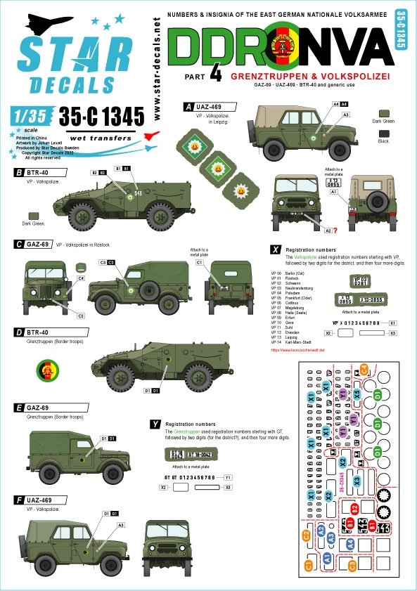 Star Decals 35-C1345 DDR - NVA 4. Numbers &amp;amp; insignia of the East German Nationale Volksarmee 1/35