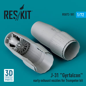 RESKIT RSU72-0181 J-31 "Gyrfalcon" early exhaust nozzles for Trumpeter kit (3D Printed) 1/72