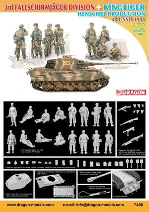 Dragon 7400 3rd Fallschirmjager Division + KingTiger Henschel Production Ardennes 1944 1/72 – Bild 2