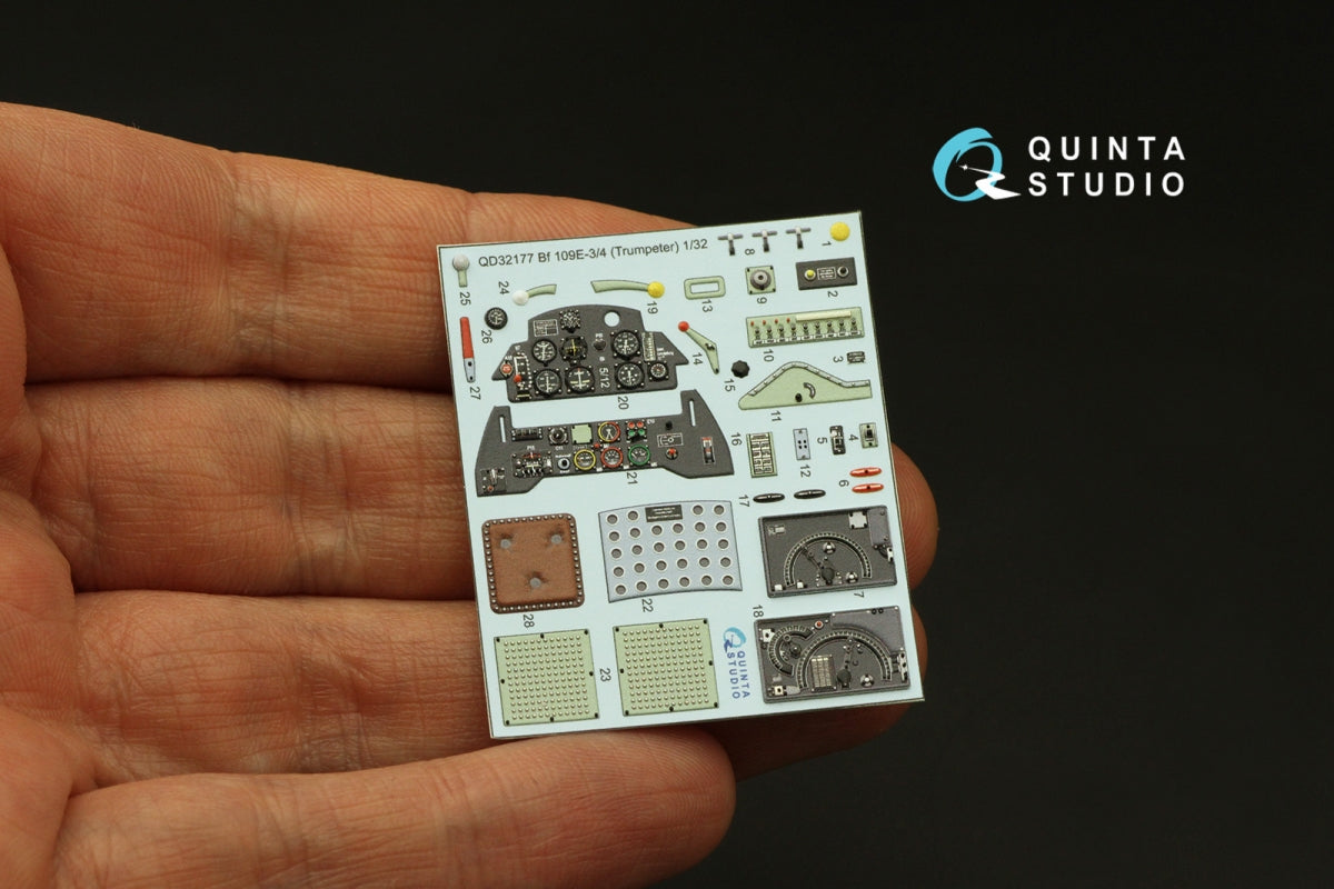 Quinta Studio QD32177 Bf 109E3/4 3D-Printed colored Interior on decal paper (Trumpeter) 1/32 – image 3